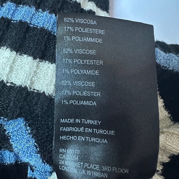 Urban Outfitters Top Sweater Striped Black, Cream and Blue Women's Sz Small - Picture 6 of 9